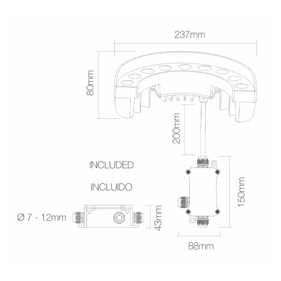 Projecteur LED extérieur 9W en aluminium finition noir mat - Tudor Viadurini