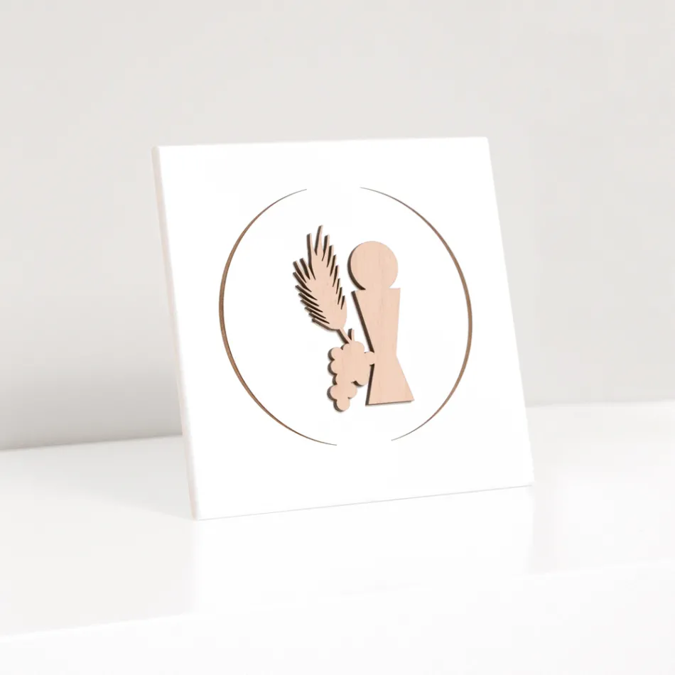 Petit tableau représentant le calice de communion gravé au laser Made in Italy - Philippe Viadurini