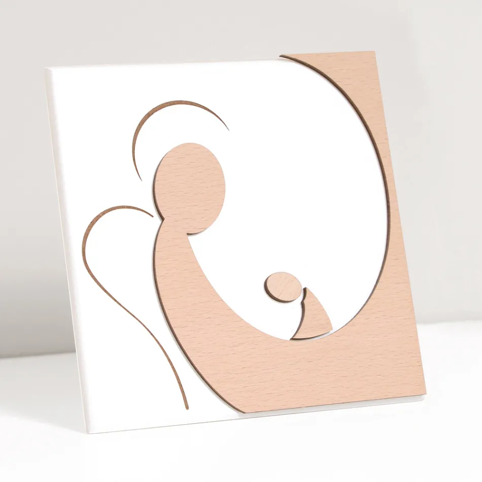 Petit tableau représentant l'ange de la mère gravé au laser Made in Italy - Augustina Viadurini