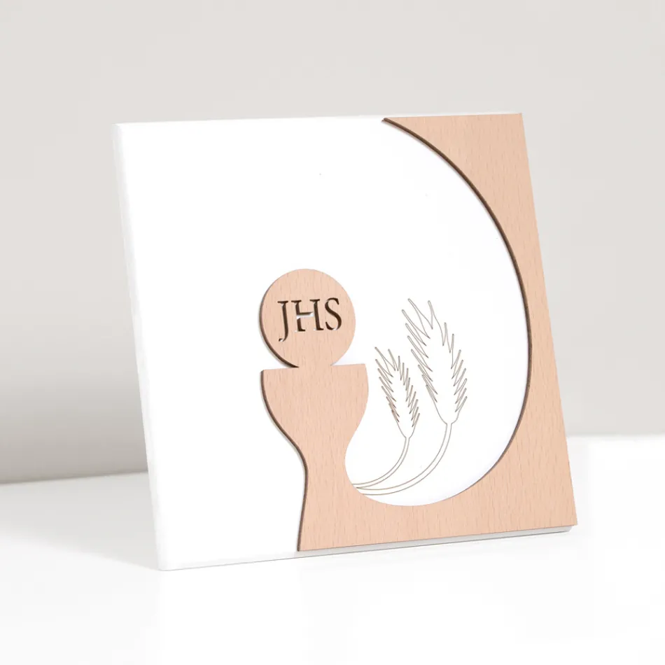Petit tableau représentant l'Eucharistie gravé au laser Made in Italy - Ingrid Viadurini