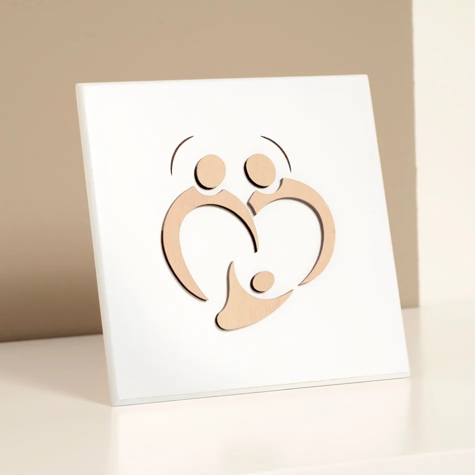 Image de la Sainte Famille avec gravure au laser Made in Italy - Zuleika Viadurini