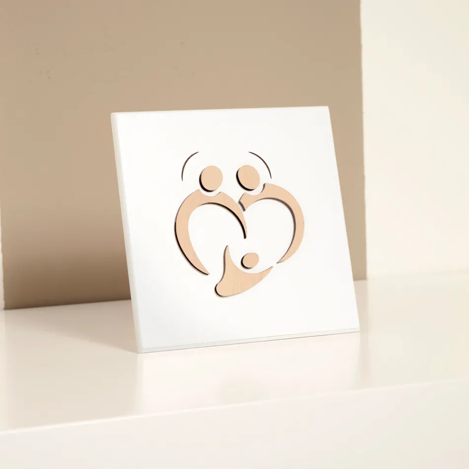 Image de la Sainte Famille avec gravure au laser Made in Italy - Zuleika Viadurini