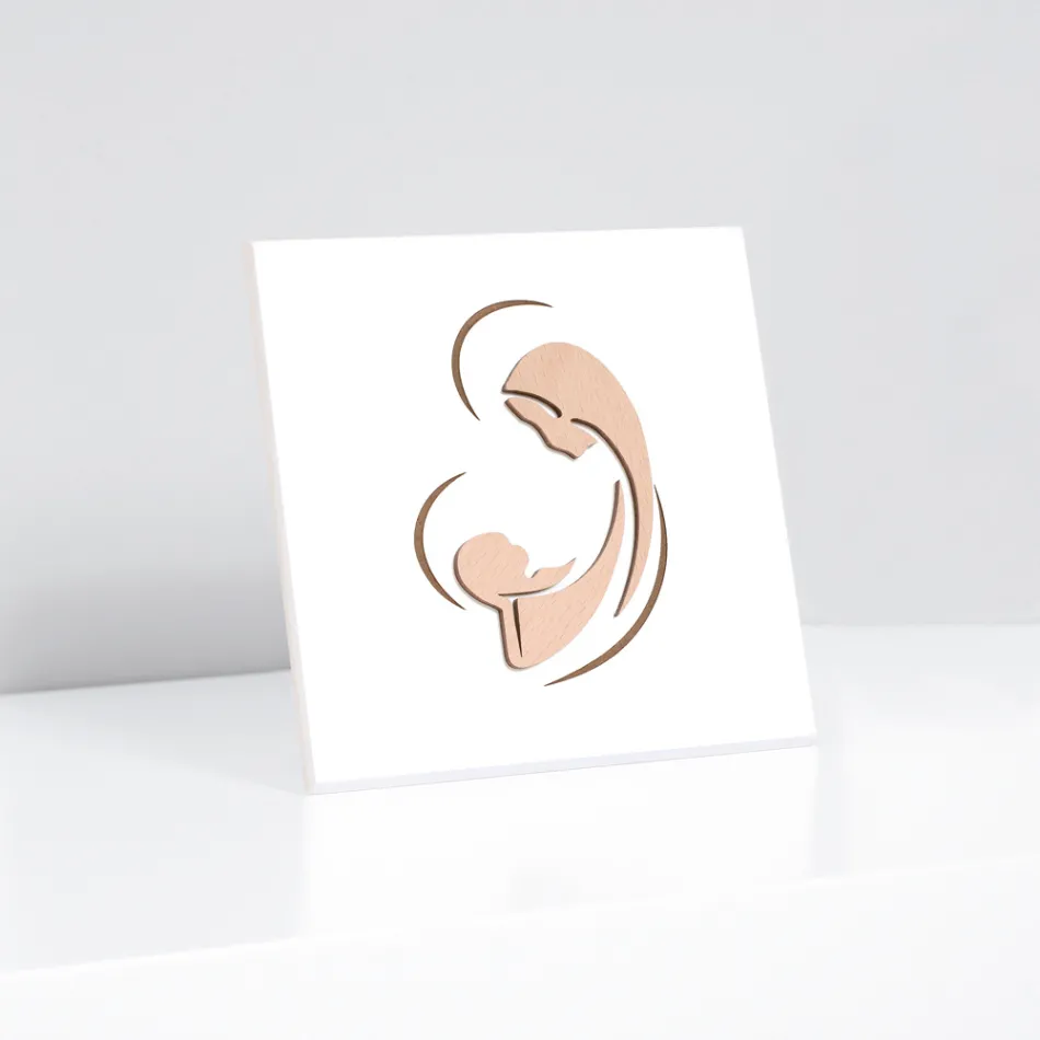 Image gravée au laser de Marie et de l'Enfant Jésus Fabriqué en Italie - Nigelle Viadurini