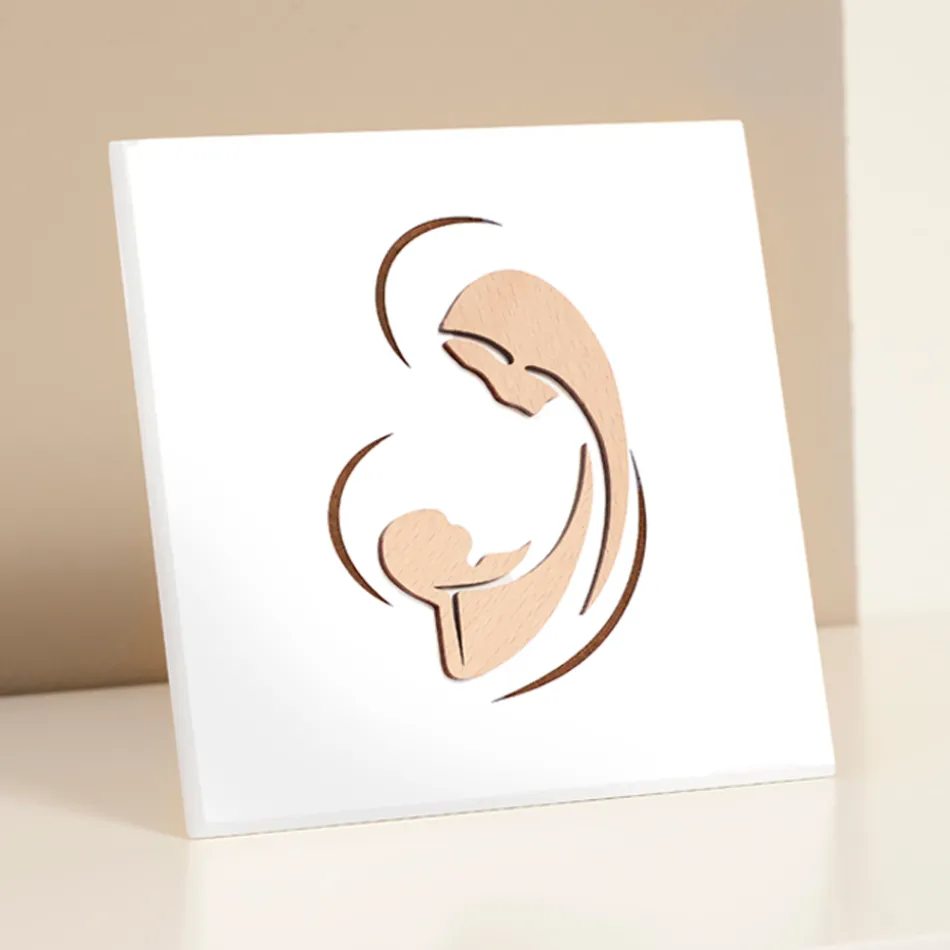 Image gravée au laser de Marie et de l'Enfant Jésus Fabriqué en Italie - Nigelle Viadurini