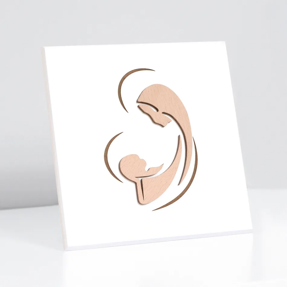 Image gravée au laser de Marie et de l'Enfant Jésus Fabriqué en Italie - Nigelle Viadurini