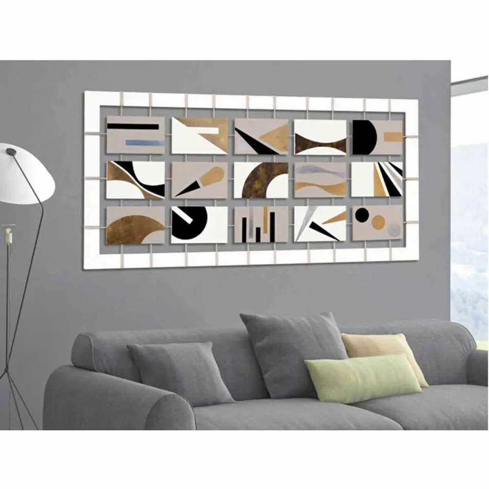 peinture abstraite avec quinze panneaux suspendus sur des cordes Craig Viadurini