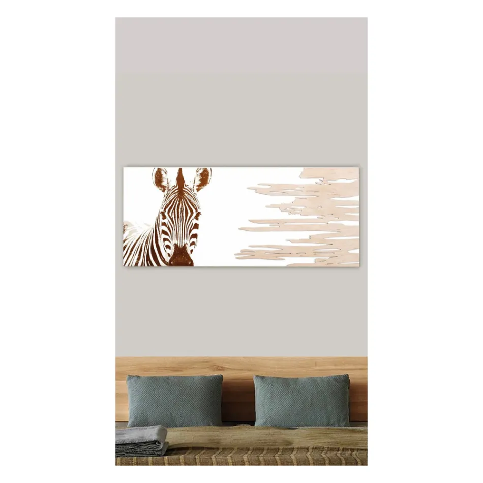 Peinture avec Zèbre Fabriqué au Laser Made in Italy - Yuuka Viadurini