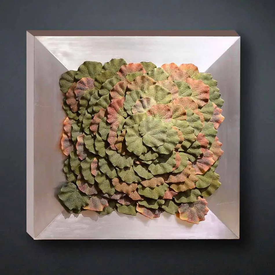 Tableau Mural Moderne en Métal et Fleurs Artificielles Made in Italy - Gonio Viadurini