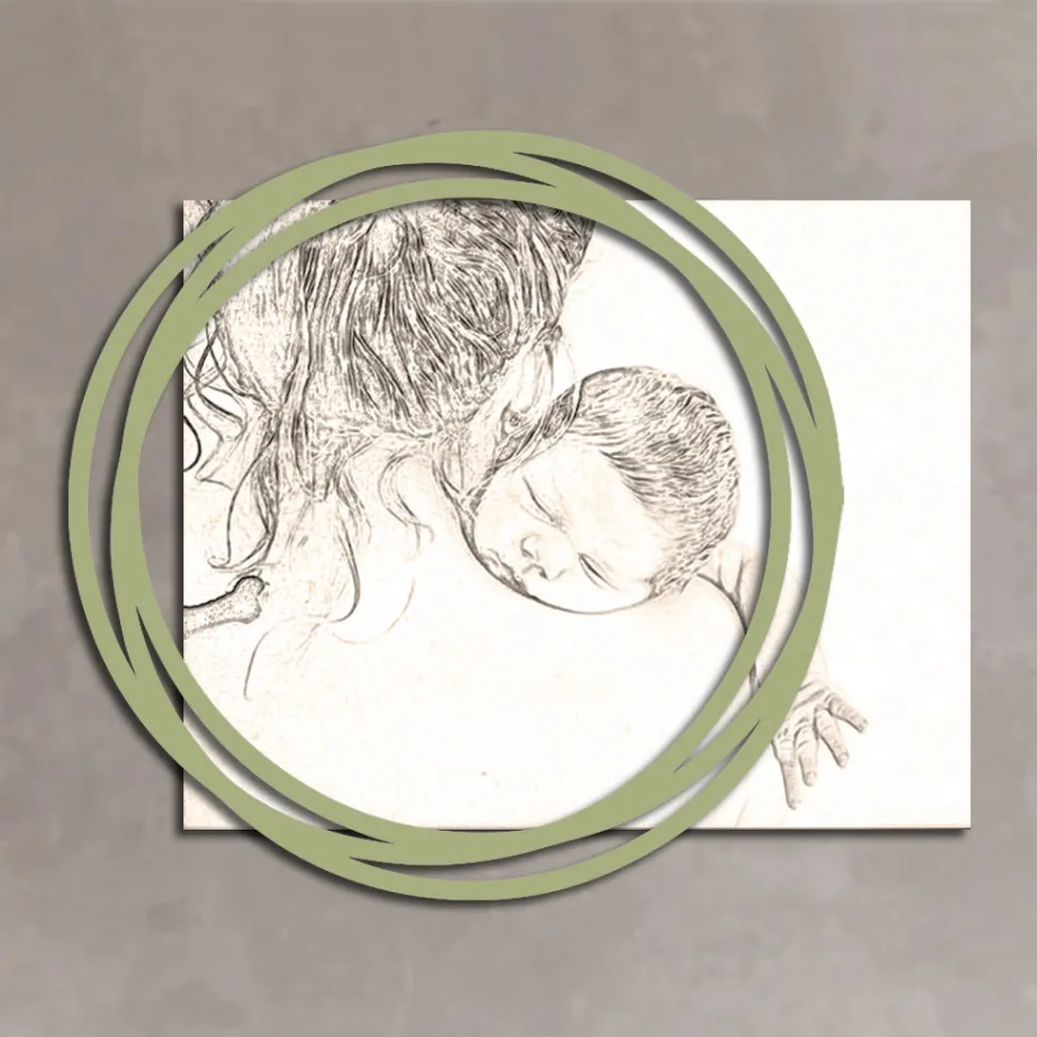 Tableau en bois avec impression de femme avec enfant fabriqué en Italie - Taiwan Viadurini