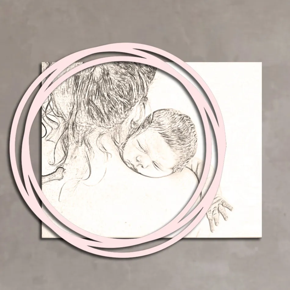 Tableau en bois avec impression de femme avec enfant fabriqué en Italie - Taiwan Viadurini