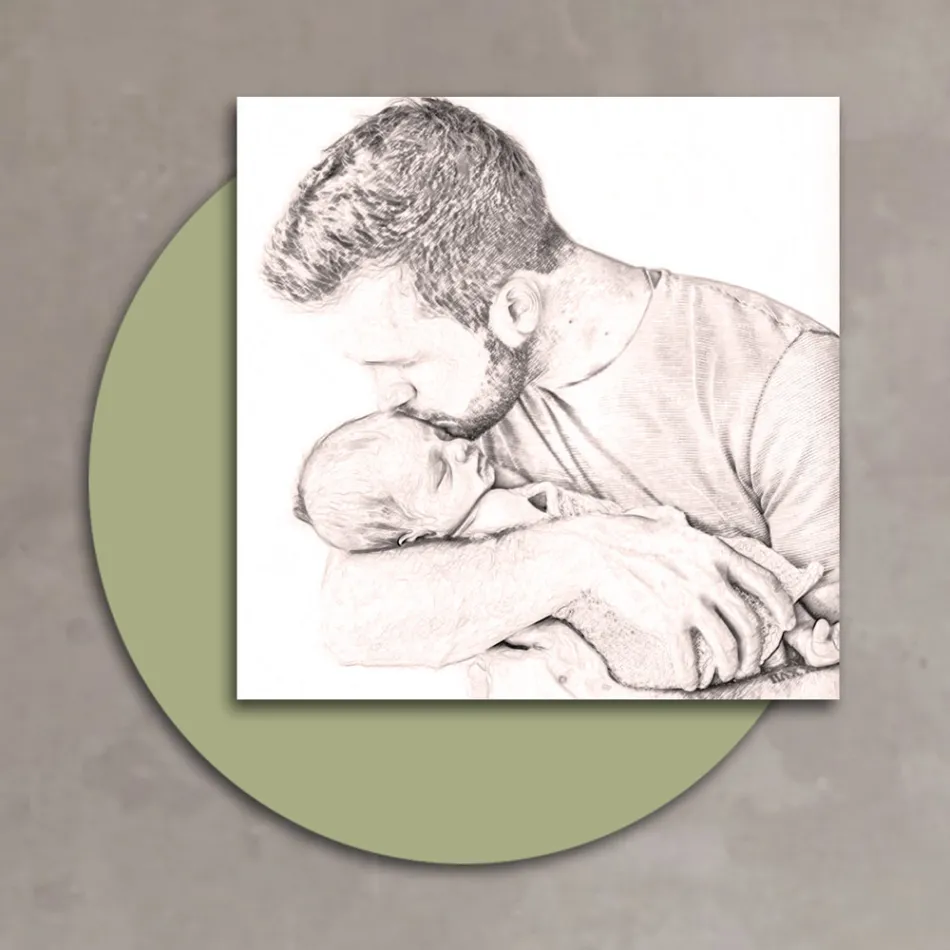 Image en bois avec impression d'un père embrassant son fils Fabriqué en Italie - Belgique Viadurini