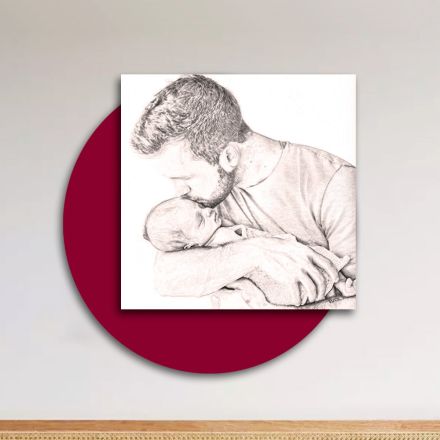 Image en bois avec impression d'un père embrassant son fils Fabriqué en Italie - Belgique Viadurini