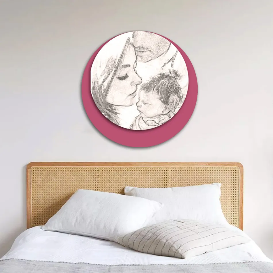 Image en bois avec impression d'une famille unie Fabriqué en Italie - Canada Viadurini