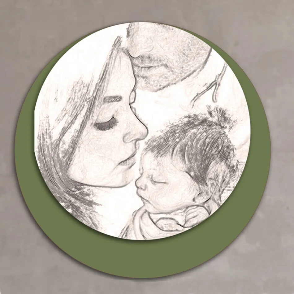 Image en bois avec impression d'une famille unie Fabriqué en Italie - Canada Viadurini