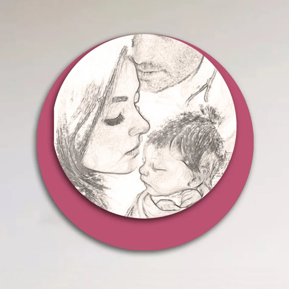 Image en bois avec impression d'une famille unie Fabriqué en Italie - Canada Viadurini