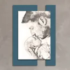 Tableau en bois avec impression d'un homme avec un enfant fabriqué en Italie - Kosovo Viadurini