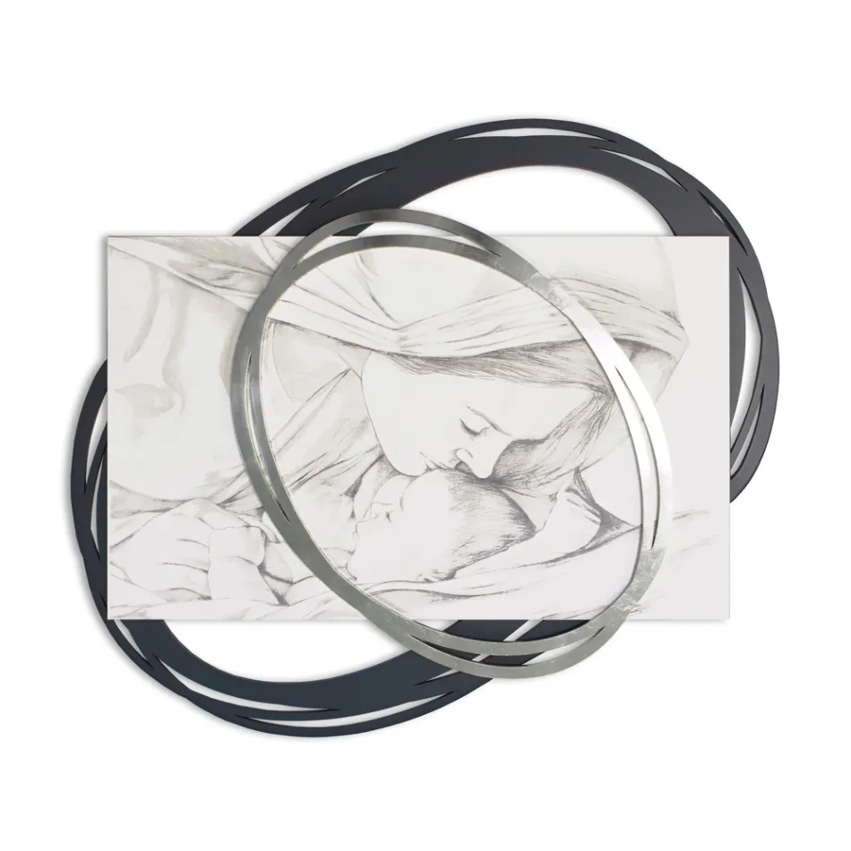 Image gravée au laser avec le baiser de Marie à Jésus Made in Italy - Sylvie Viadurini