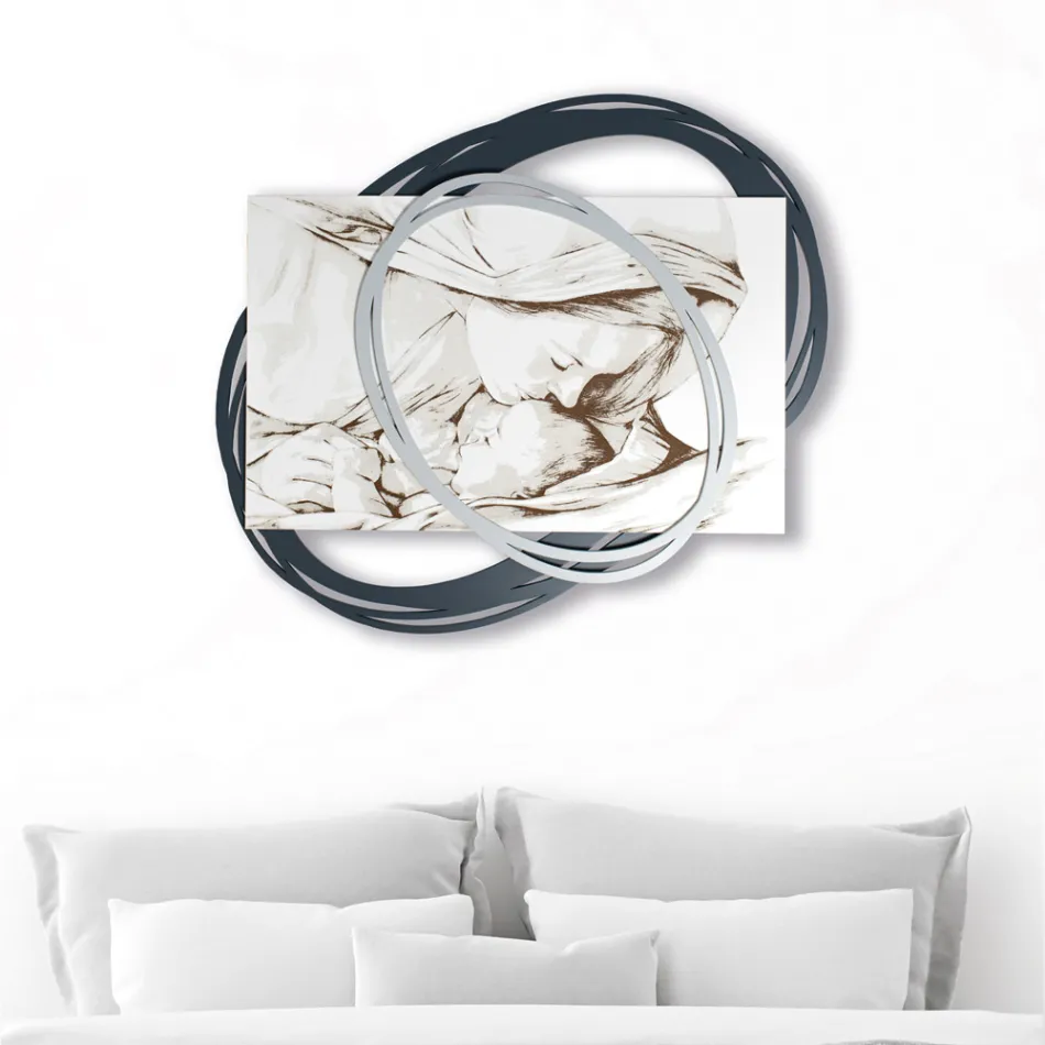 Image gravée au laser avec le baiser de Marie à Jésus Made in Italy - Sylvie Viadurini