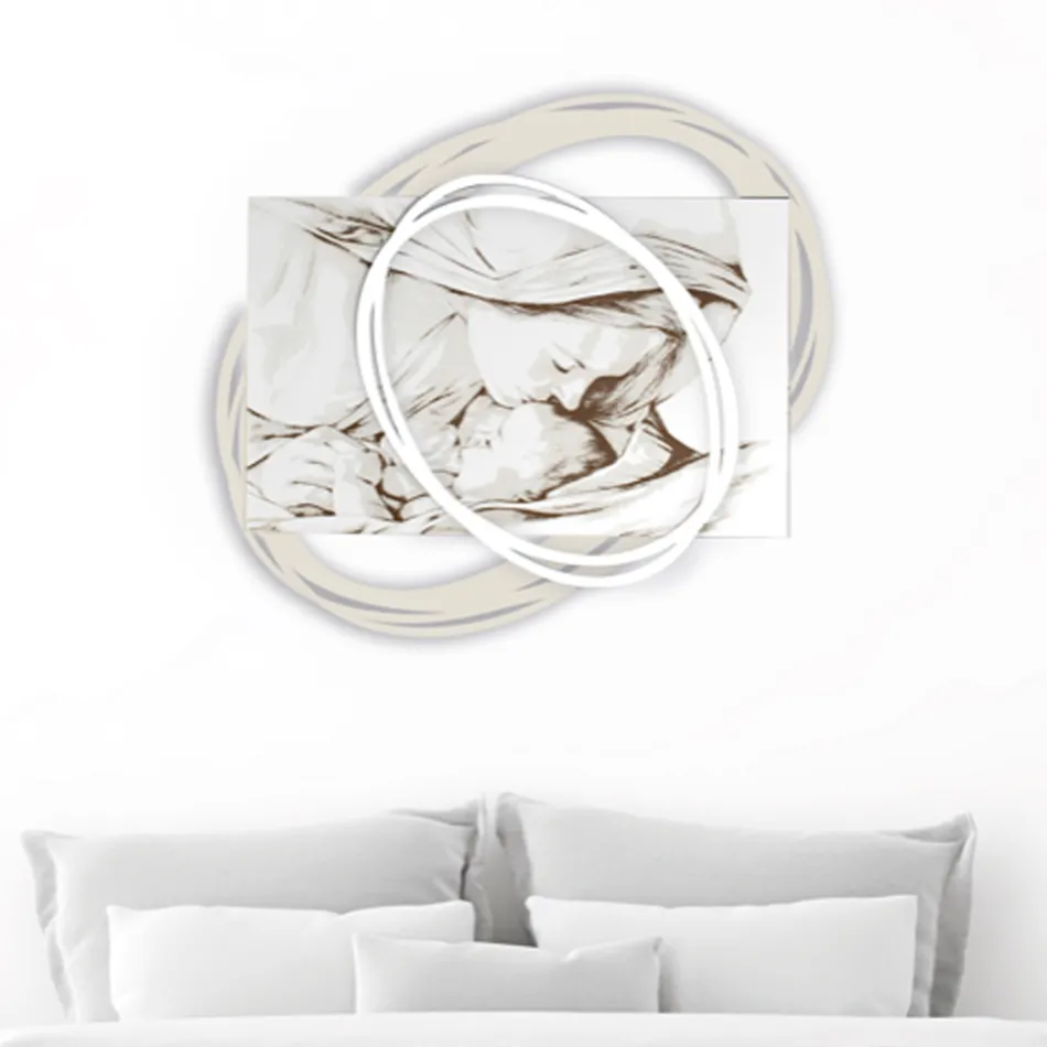 Image gravée au laser avec le baiser de Marie à Jésus Made in Italy - Sylvie Viadurini