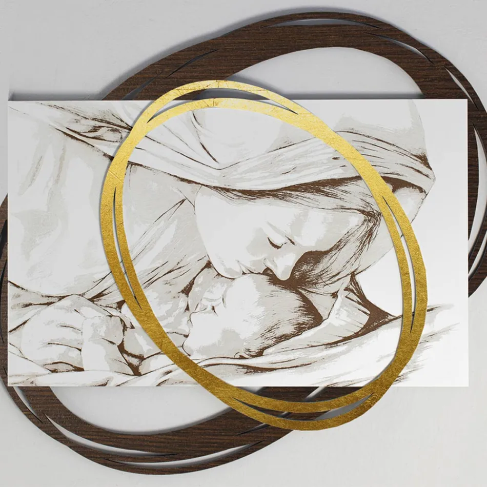 Image gravée au laser avec le baiser de Marie à Jésus Made in Italy - Sylvie Viadurini