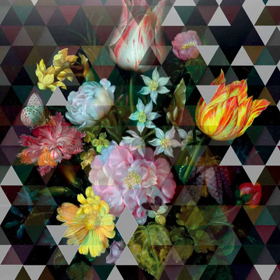 Tableau mural en verre moderne avec imprimé floral fabriqué en Italie - Ganza Viadurini