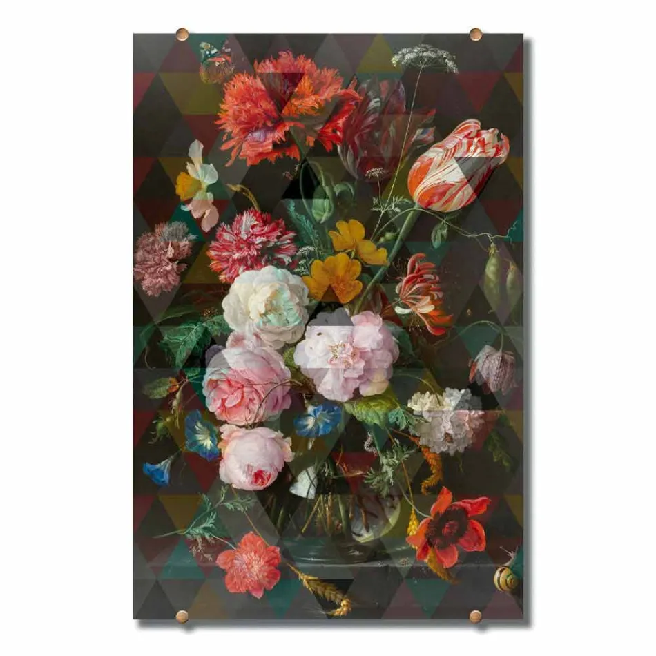 Tableau mural en verre moderne avec imprimé floral fabriqué en Italie - Ganza Viadurini