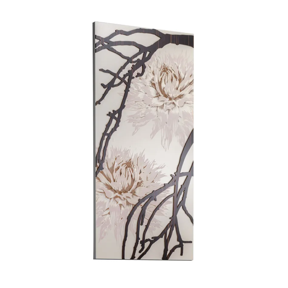 Image réalisée au laser avec une fleur de dahlia Made in Italy - Taka Viadurini