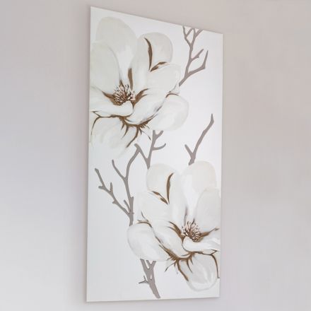 Tableau réalisé au laser avec une fleur de magnolia Made in Italy - Misaki Viadurini