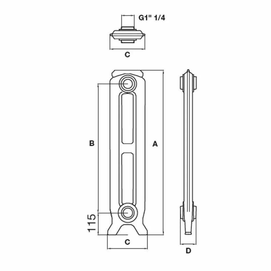 Radiateur design 7 éléments décorés en fonte du sol jusqu'à 1062 W - Baroque Viadurini