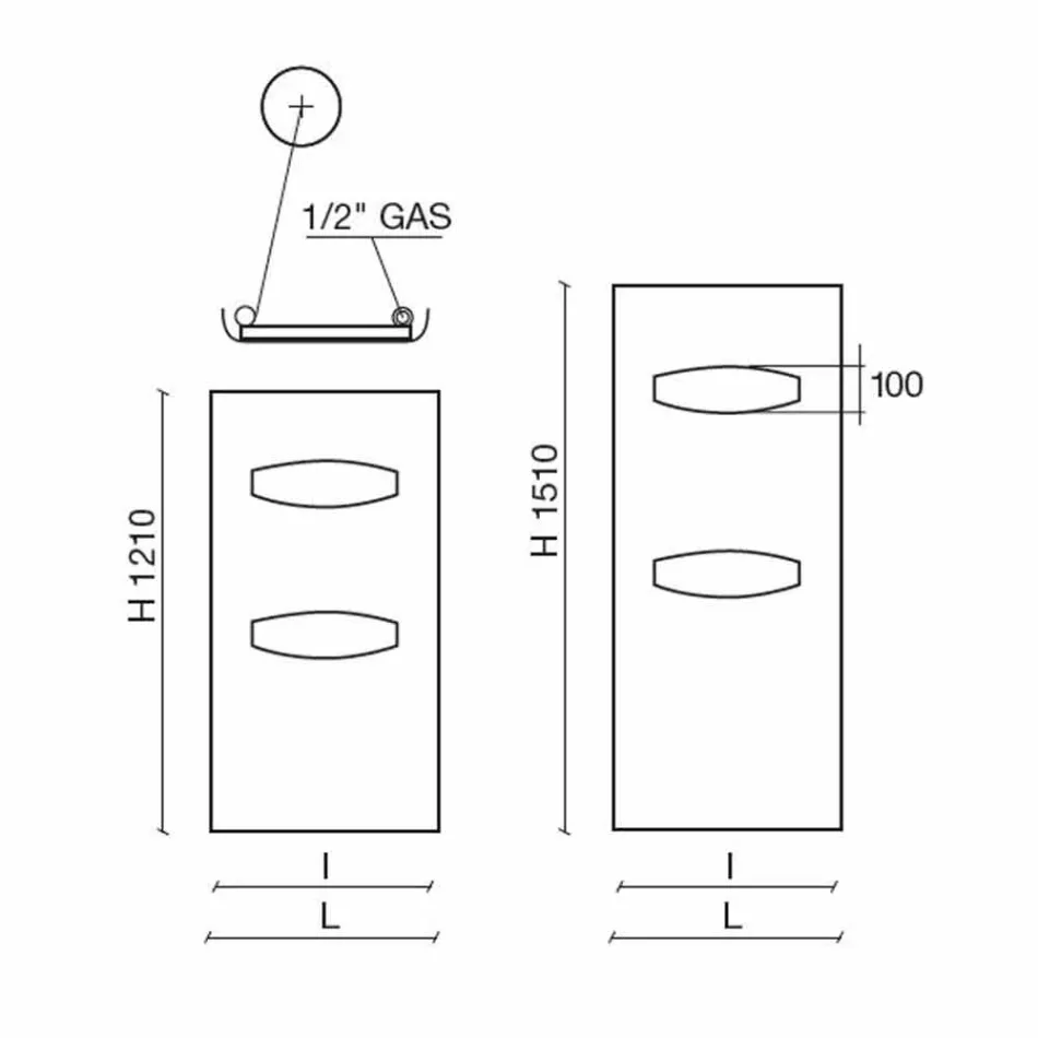 Le radiateur en acier hydraulique de conception moderne 6 mesure jusqu'à 1220 W - Masque Viadurini