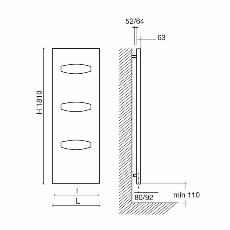 Le radiateur en acier hydraulique de conception moderne 6 mesure jusqu'à 1220 W - Masque Viadurini
