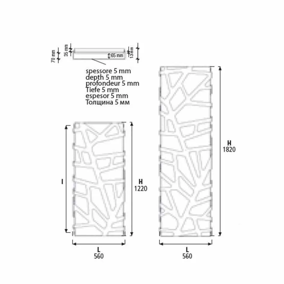 Radiateur hydraulique de conception verticale jusqu'à 903 W - Flora Viadurini