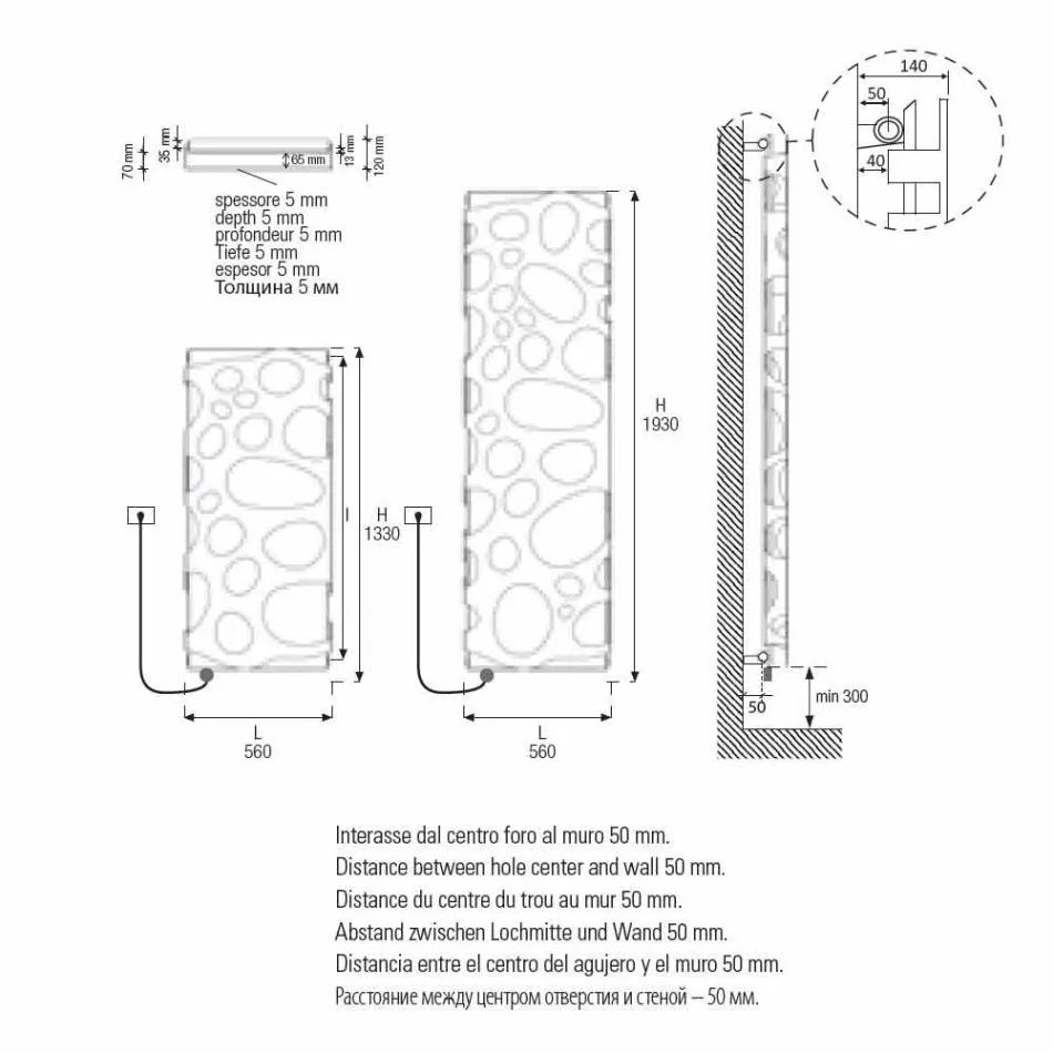 Radiateur électrique design vertical moderne jusqu'à 903 W - Scuba Viadurini