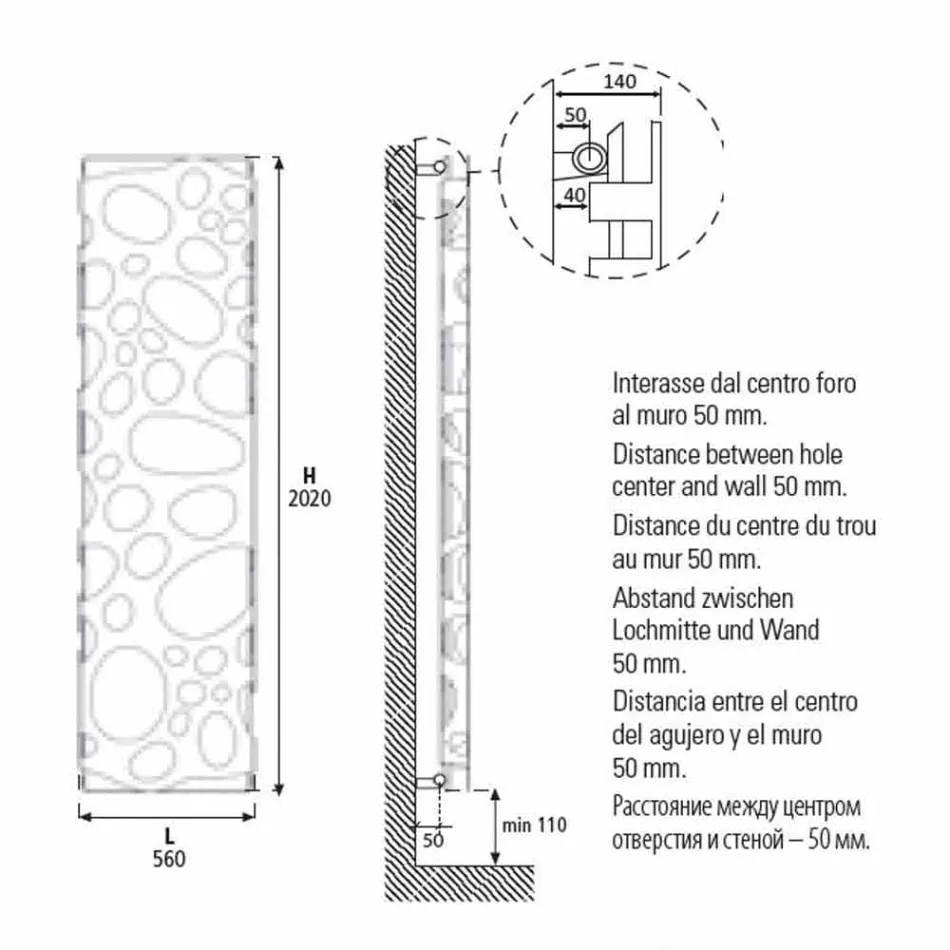 Radiateur hydraulique de conception verticale moderne jusqu'à 903 W - Plongée Viadurini