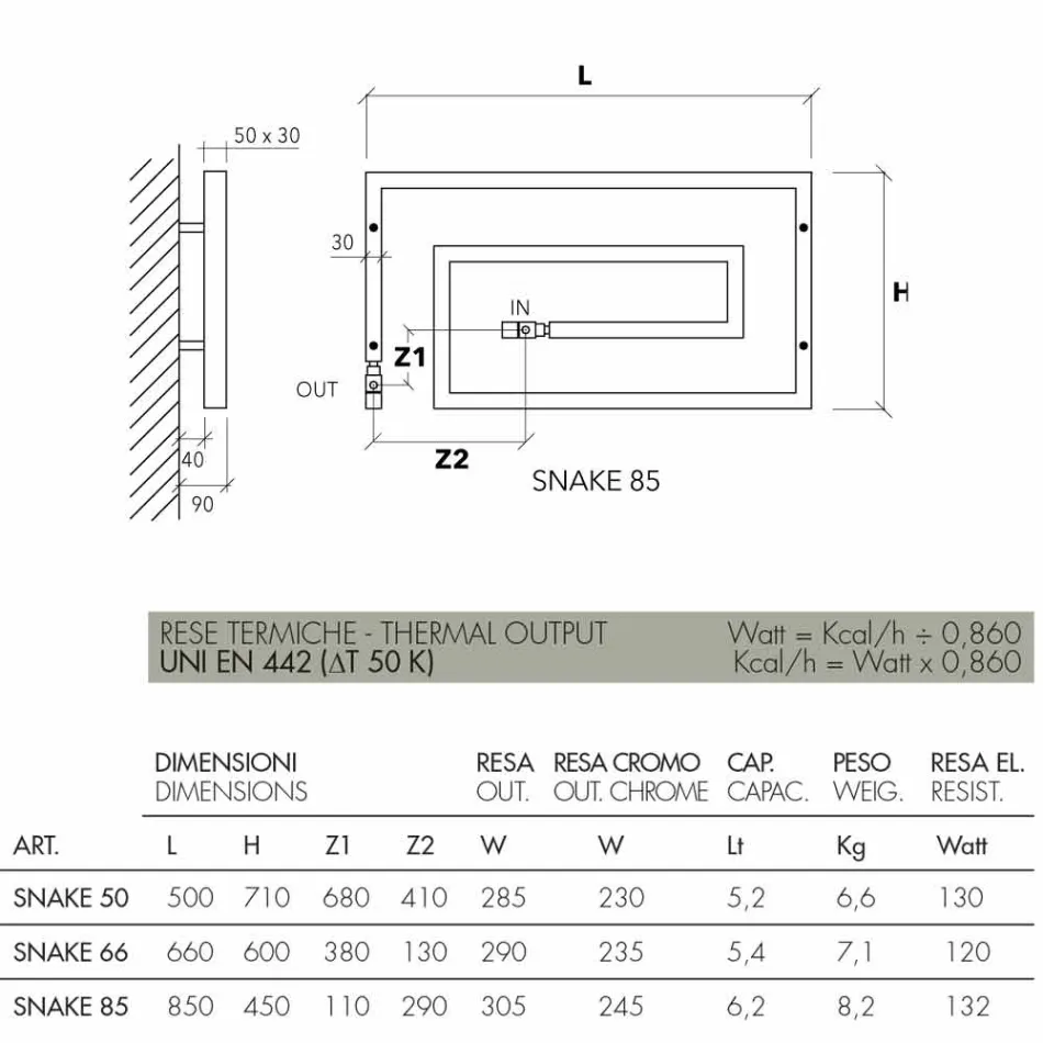 Radiateur en chrome chromé Serpent Scirocco H, design Viadurini