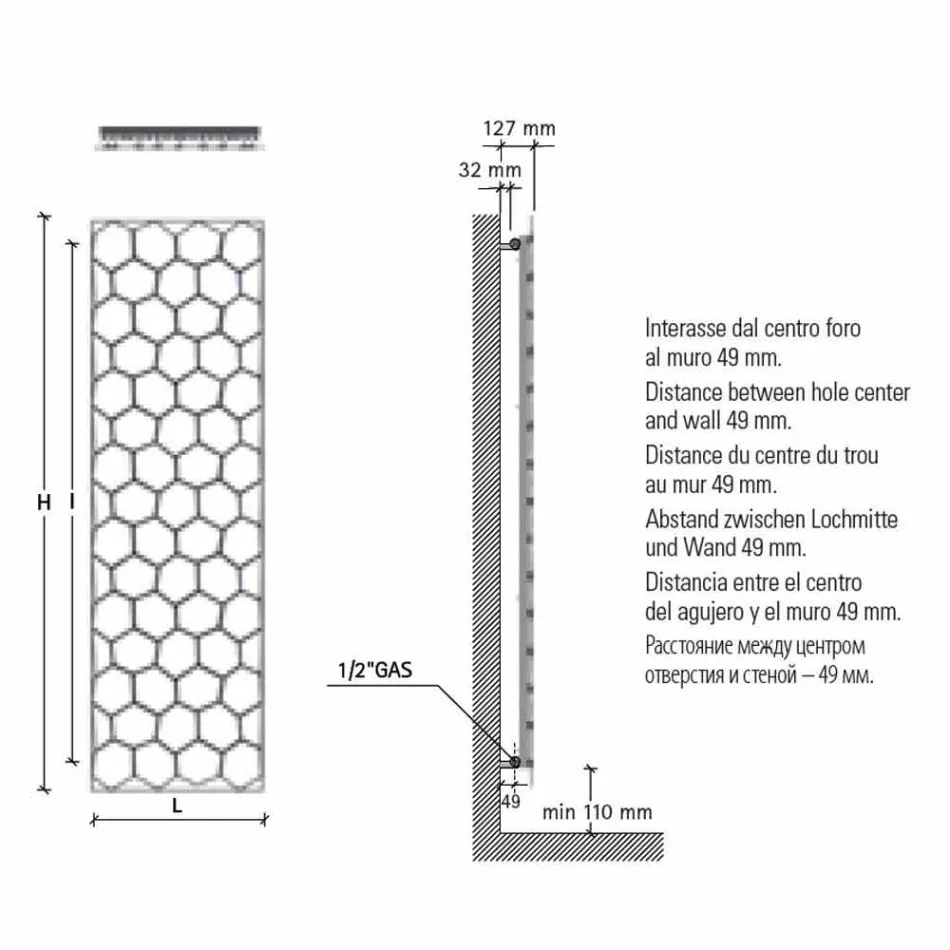 Radiateur de conception moderne en acier de conception verticale 834 watts - miel Viadurini