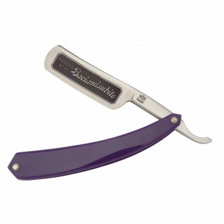Rasoir à barbe à main levée en résine violette et acier fabriqué en Italie - Mello Viadurini