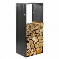 Support bois de chauffage rectangulaire pour l'intérieur en acier noir - Solano
