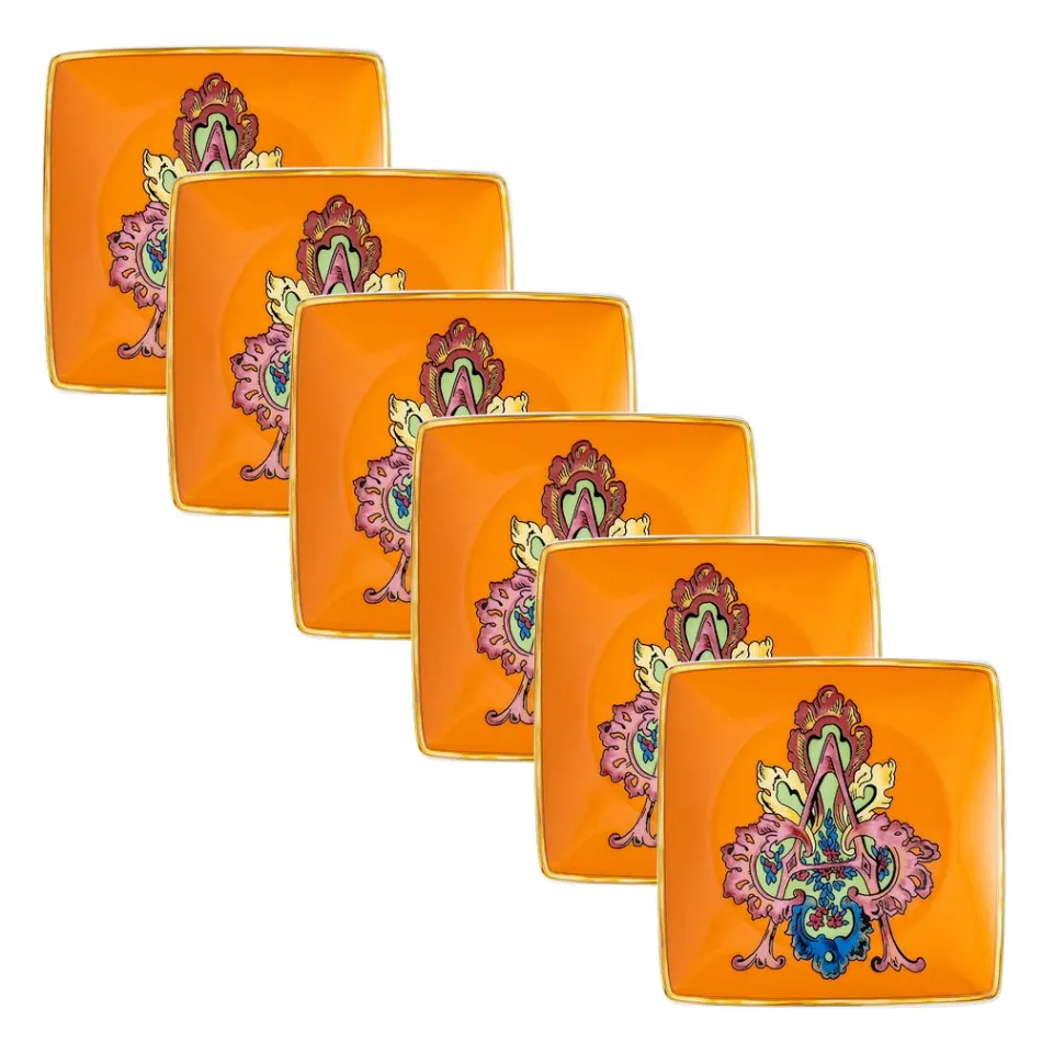 Bols plats carrés en porcelaine Alphabet 6 de Rosenthal Versace - Alphabet Viadurini