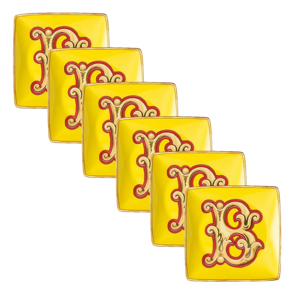 Bols plats carrés en porcelaine Alphabet 6 de Rosenthal Versace - Alphabet Viadurini