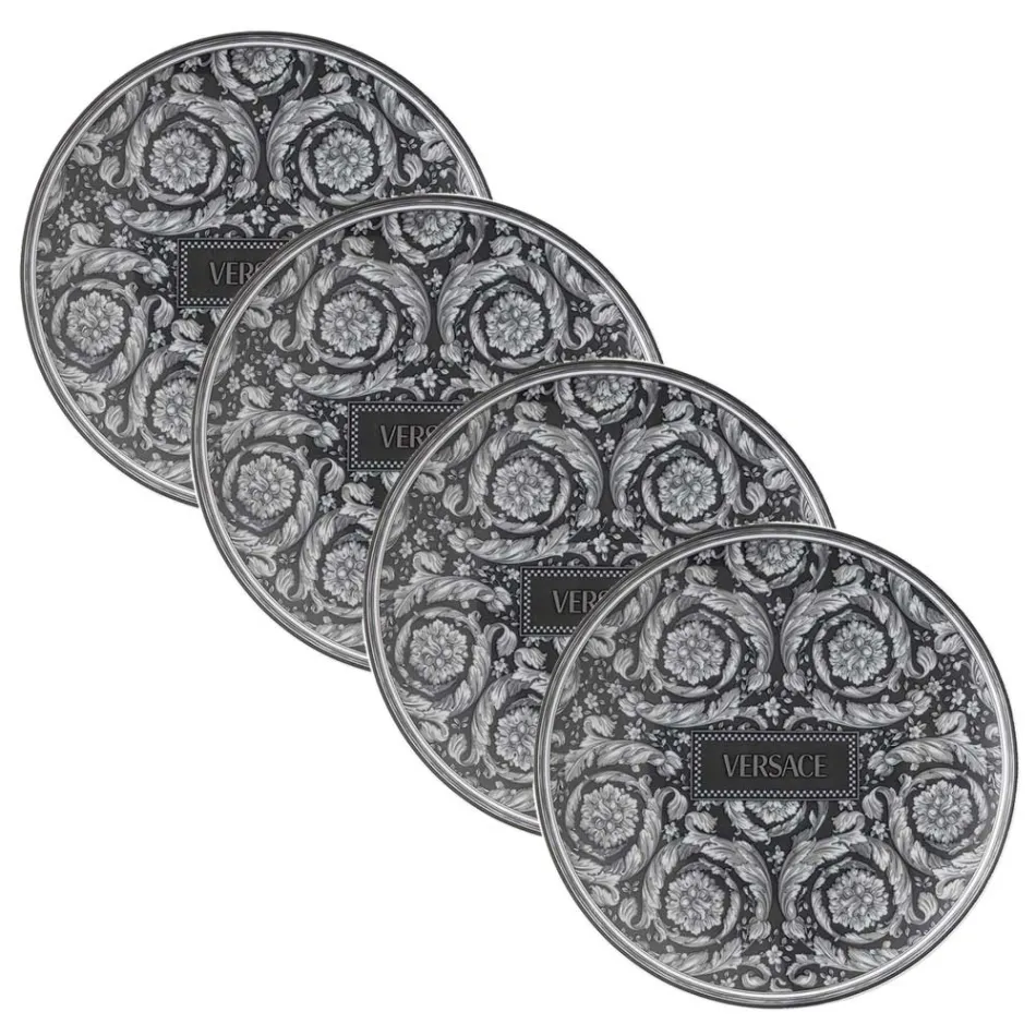 Rosenthal Versace Barocco 4 Assiettes Plates Diamètre 17 cm en Porcelaine - Barocco Viadurini