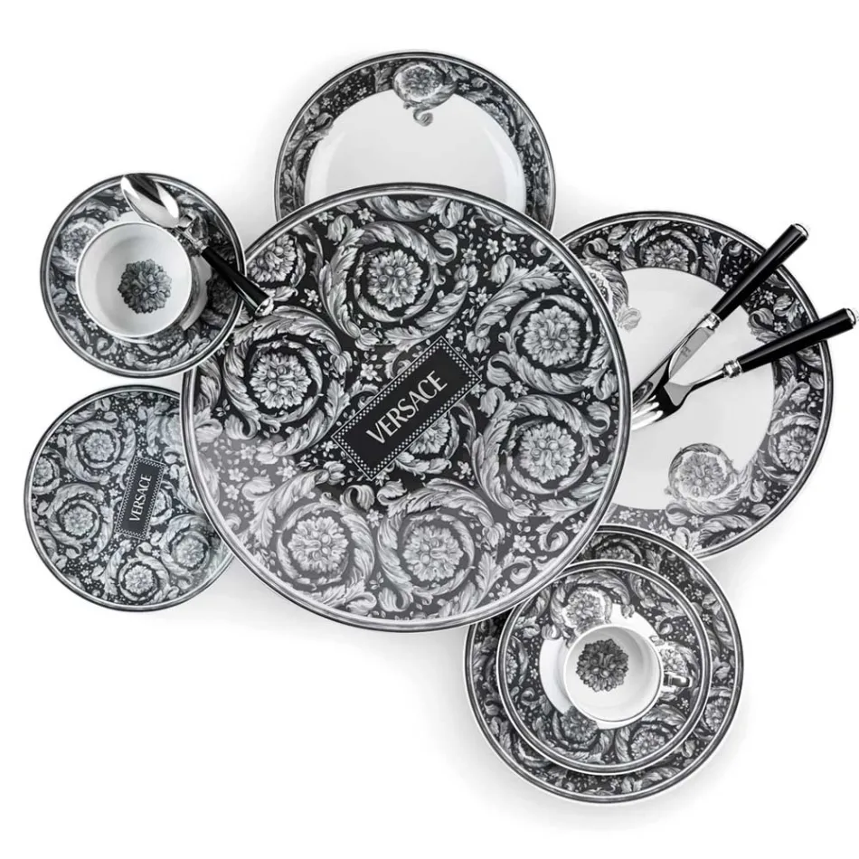 Rosenthal Versace Barocco 4 Assiettes Plates Diamètre 17 cm en Porcelaine - Barocco Viadurini