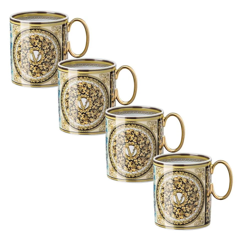 Rosenthal Versace Barocco Mosaic 4 verres avec anse en porcelaine - Mosaïque Viadurini