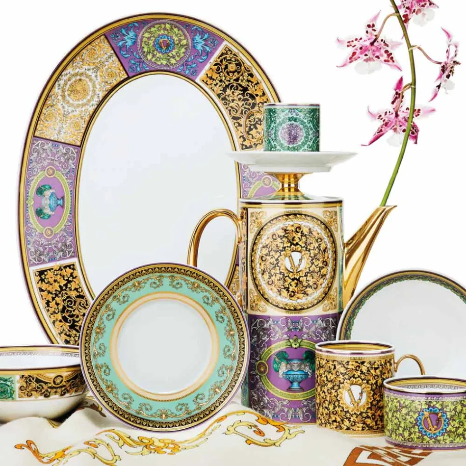 Rosenthal Versace Barocco Mosaic 4 Assiettes Plates Diamètre 17 cm - Mosaïque Viadurini