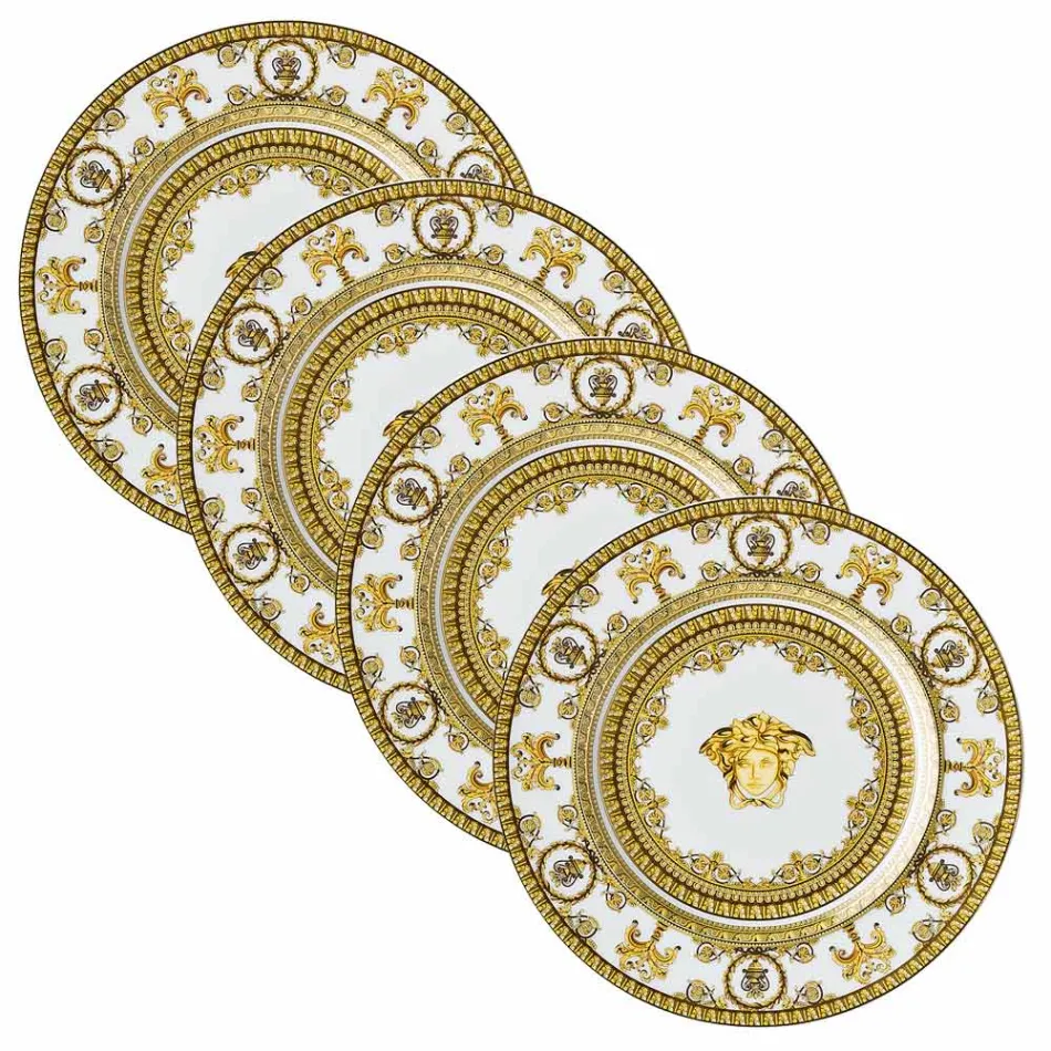 Rosenthal Versace I Love Baroque 4 Assiettes Plates Diamètre 18 cm - Baroque Viadurini