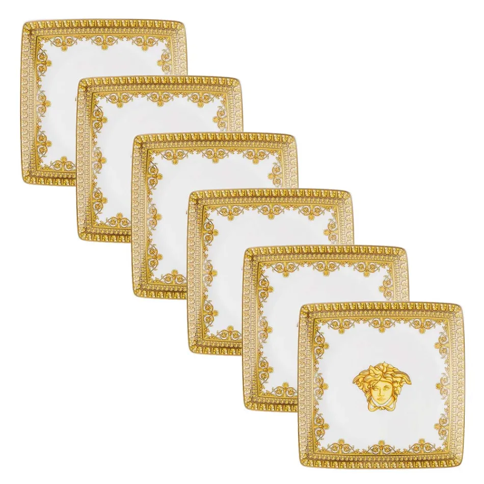 Rosenthal Versace I Love Baroque 6 coupelles plates carrées en porcelaine - Baroque Viadurini