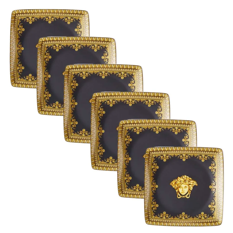 Rosenthal Versace I Love Baroque 6 coupelles plates carrées en porcelaine - Baroque Viadurini