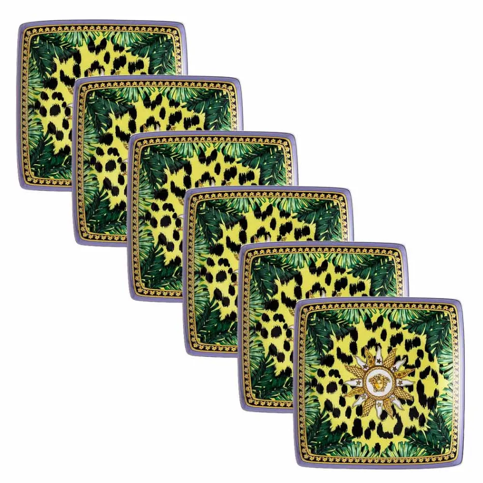Rosenthal Versace Jungle Animalier 6 bols plats carrés - Animalier Viadurini