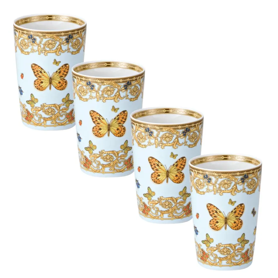 Verres sans anse Rosenthal Versace Le Jardin 4 avec éléments naturels - Medusa Viadurini