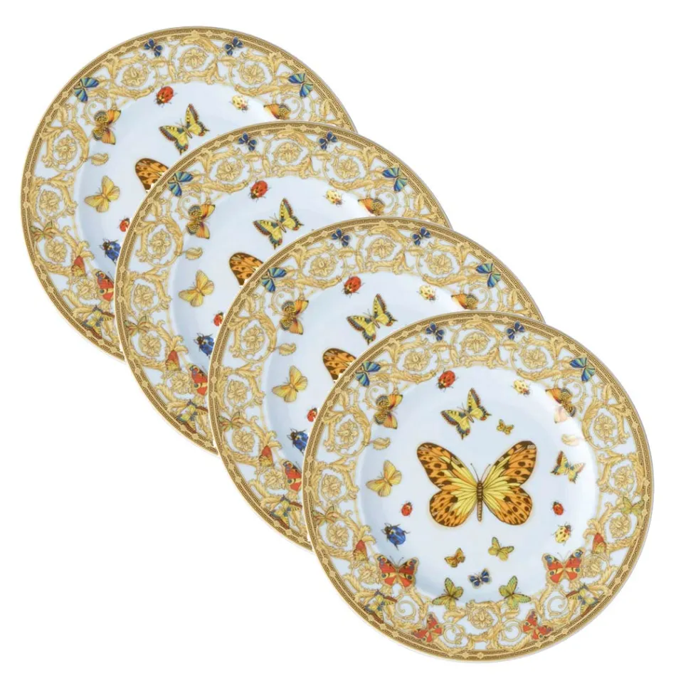 Rosenthal Versace Le Jardin 4 Assiettes Plates Diamètre 18 cm en Porcelaine - Jardin Viadurini